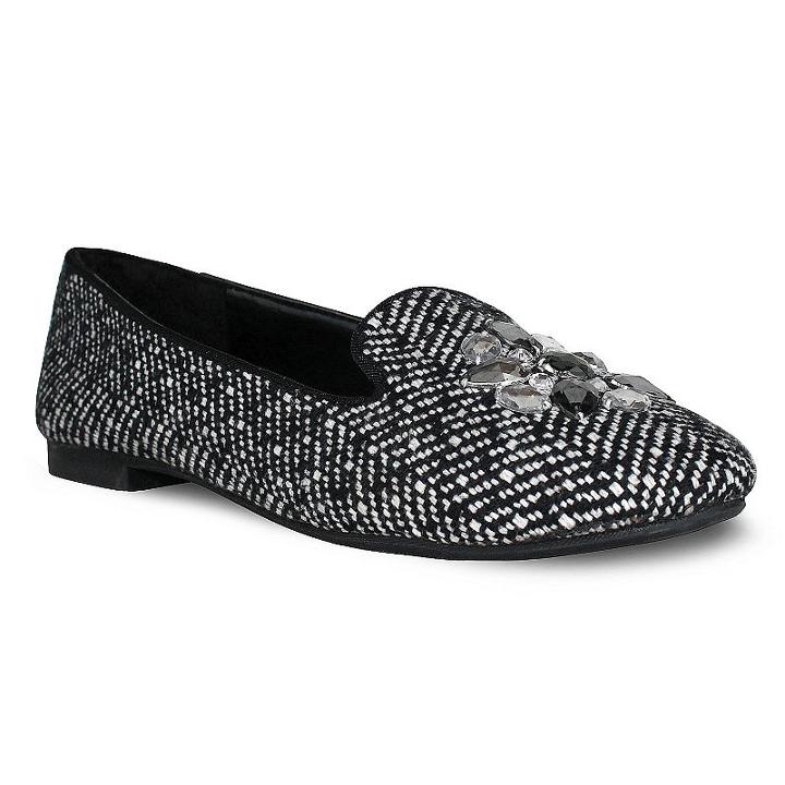 Olivia Miller Trish Women's Tweed Smoking Flats, Size: 8, Black
