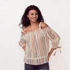 Women's Lc Lauren Conrad Smocked Off-the-shoulder Top, Size: Medium, White Oth