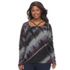 Plus Size Rock & Republic&reg; Strappy Tie Dye Sweater, Women's, Size: 0x, Grey Other