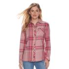 Women's Sonoma Goods For Life&trade; Essential Plaid Flannel Shirt, Size: Xxl, Med Pink