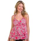 Women's Upstream Tiered Paisley Tankini Top, Size: 12, Lt Orange
