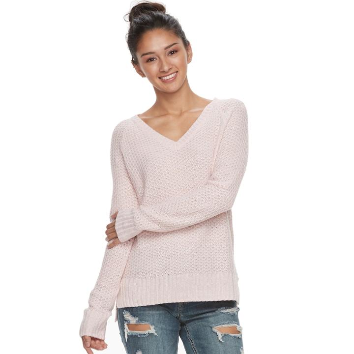 Juniors' So&reg; Raglan V-neck Sweater, Teens, Size: Xs, Lt Orange