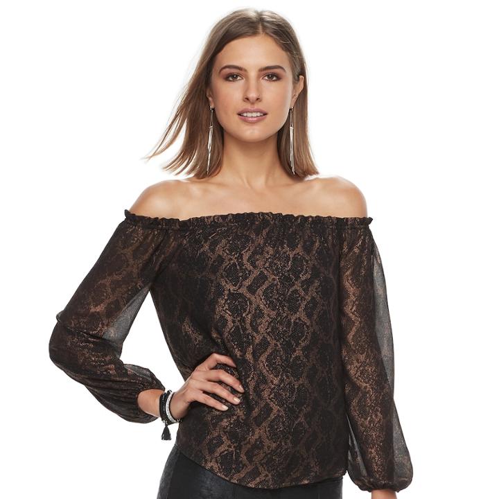 Women's Rock & Republic&reg; Lace Off-the-shoulder Top, Size: Xl, Black