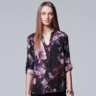 Women's Simply Vera Vera Wang Abstract Print Blouse, Size: Xl, Dark Red