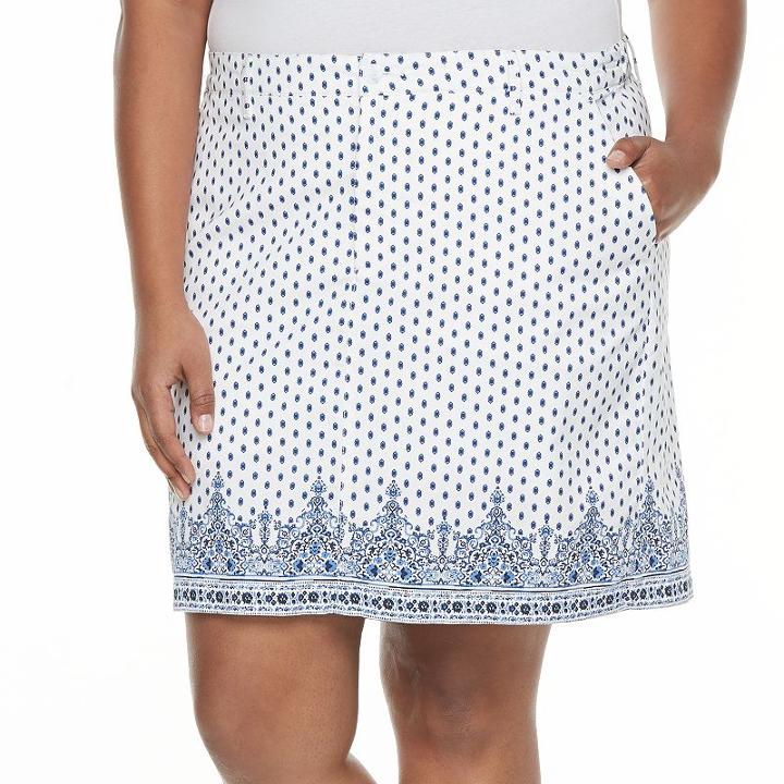 Plus Size Croft & Barrow&reg; Novelty Skort, Women's, Size: 18 W, White