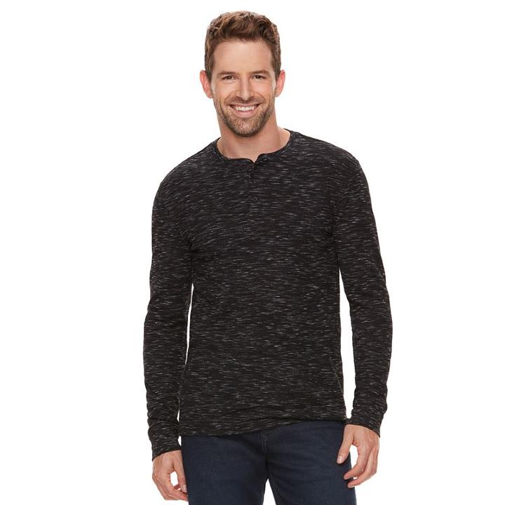 Men's Marc Anthony Slim-fit Waffle-weave Knit Henley, Size: Medium, Black