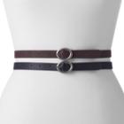 Women's Apt. 9&reg; 2-for-1 Reversible Belt Set, Size: Small, Grey (charcoal)