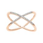 1/10 Carat T.w. Diamond 14k Gold-bonded Sterling Silver X Ring, Women's, Size: 7, Pink