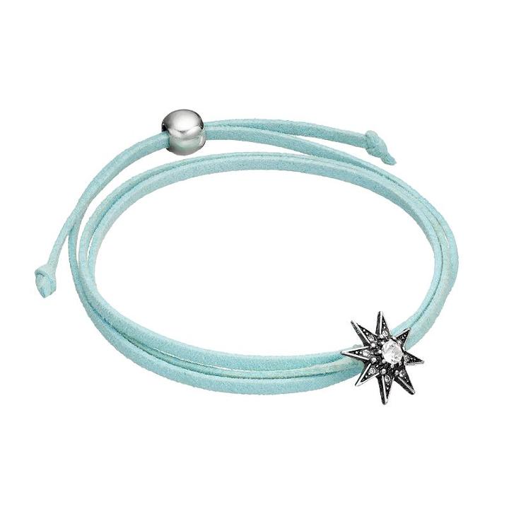 Aqua Starburst Faux Suede Wrap Bracelet, Women's, Blue