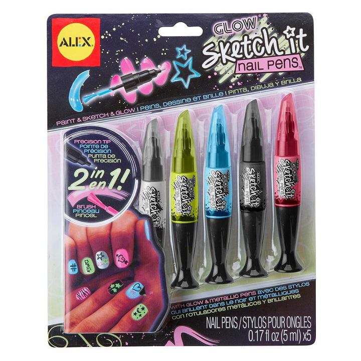 Alex Glow Sketch It Nail Pens, Multicolor