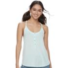 Juniors' So&reg; Henley Racerback Tank, Teens, Size: Xs, Turquoise/blue (turq/aqua)