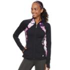 Women's Fila Sport&reg; Print Thumb Hole Zip-up Jacket, Size: Medium, Black