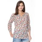 Women's Chaps Printed Georgette Blouse, Size: Xs, Pink Ovrfl