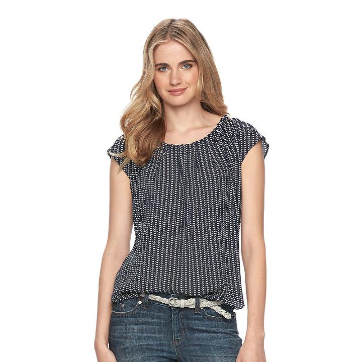 Women's Lc Lauren Conrad Pleated Top, Size: Small, Blue (navy)