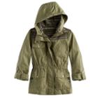 Girls 7-16 Mudd&reg; Lightweight Jacquard Pieced Utility Jacket, Size: 7-8, Dark Green