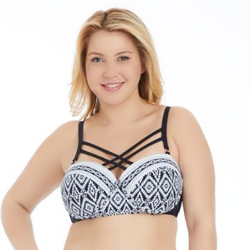 Plus Size Island Soul Curve Geometric Strappy Bikini Top, Women's, Size: 2xl, Oxford