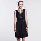 Women's Simply Vera Vera Wang Simply Noir Shirred Fit & Flare Dress, Size: Medium, Black