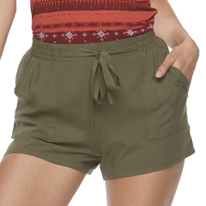 Juniors' Joe B Tie Front Soft Shorts, Teens, Size: Large, Med Green