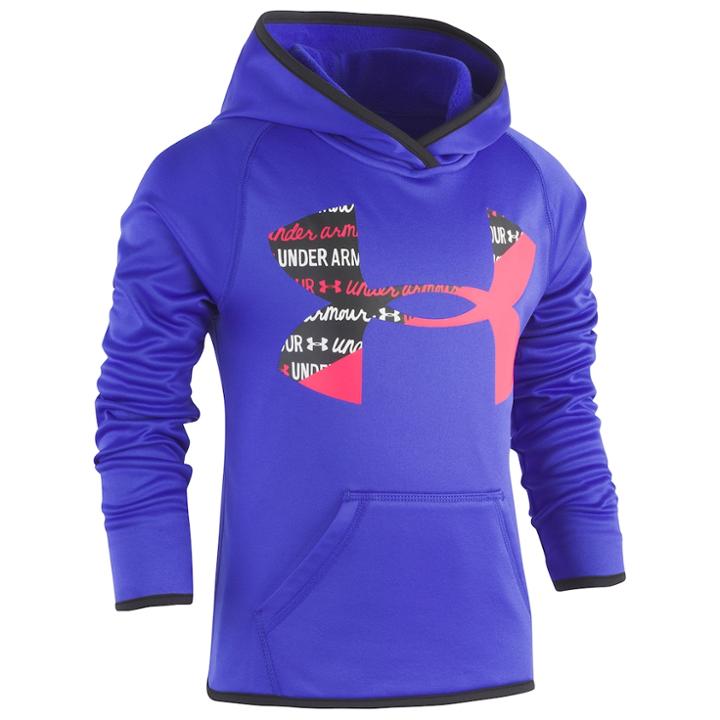 Girls 4-6x Under Armour Script Big Logo Hoodie, Size: 5, Med Purple