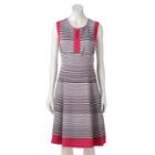 Women's Bethany Colorblock Striped Fit & Flare Dress, Size: 12, Med Grey