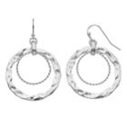 Hammered Circle Drop Earrings, Women's, Silver