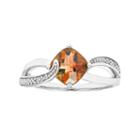 Sterling Silver Citrine & Diamond Accent Cushion Bypass Ring, Women's, Size: 5, Orange