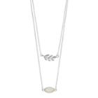 Lc Lauren Conrad Leaf & Marquise Stone Layered Necklace, Women's, White