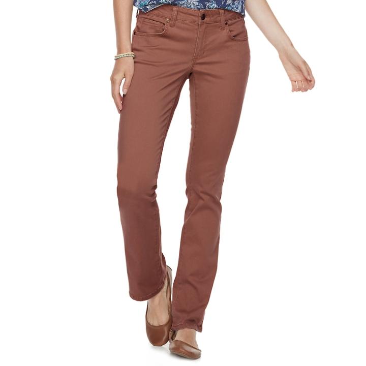 Women's Sonoma Goods For Life&trade; Midrise Sateen Bootcut Pants, Size: 12 Short, Dark Beige