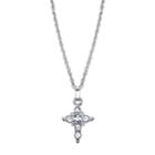1928 Crystal Cross Pendant Necklace, Women's, Size: 16, Grey