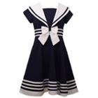 Girls 7-16 Bonnie Jean Nautical Collar Poplin Dress, Girl's, Size: 10, Blue (navy)