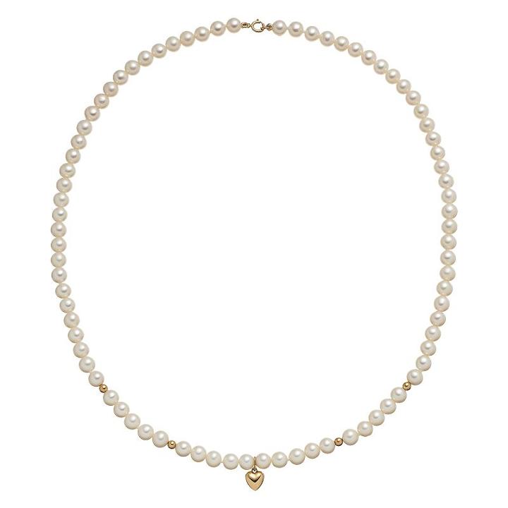 14k Gold Freshwater Cultured Pearl Heart Charm Necklace, Women's, Size: 18, White
