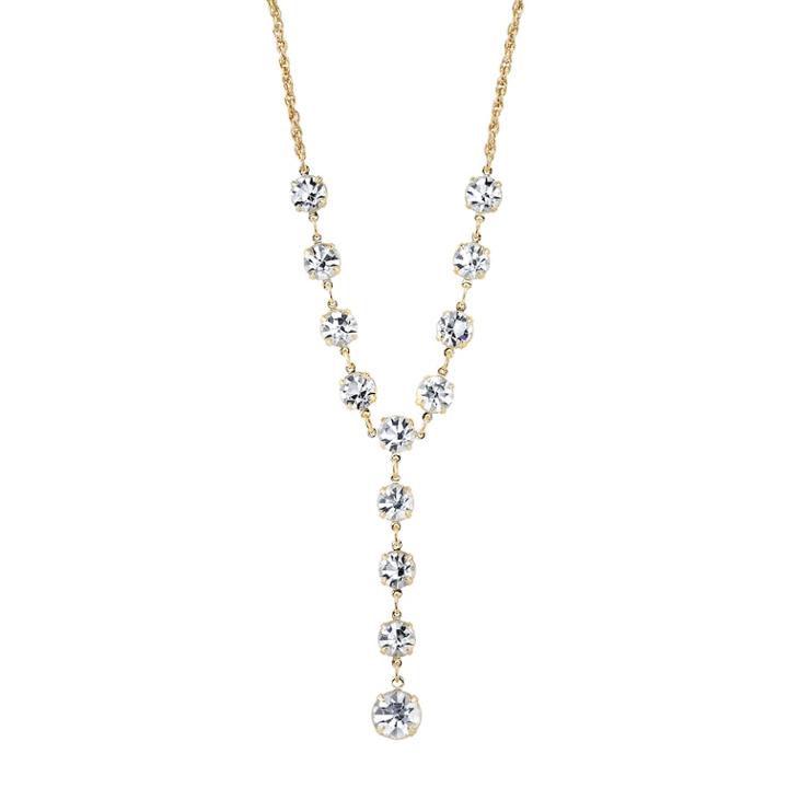 1928 Crystal Gold-tone Graduated Y Necklace, Women's, Size: 16, Yellow