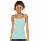 Juniors' So&reg; Scoopneck Satin-trim Cami Tank Top, Girl's, Size: Medium, Turquoise/blue (turq/aqua)