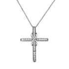 1/4 Carat T.w. Diamond Sterling Silver Infinity Cross Pendant Necklace, Women's, Size: 18, White