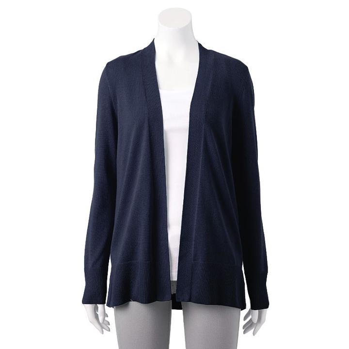 Women's Croft & Barrow&reg; Essential Open-front Cardigan, Size: Medium, Blue