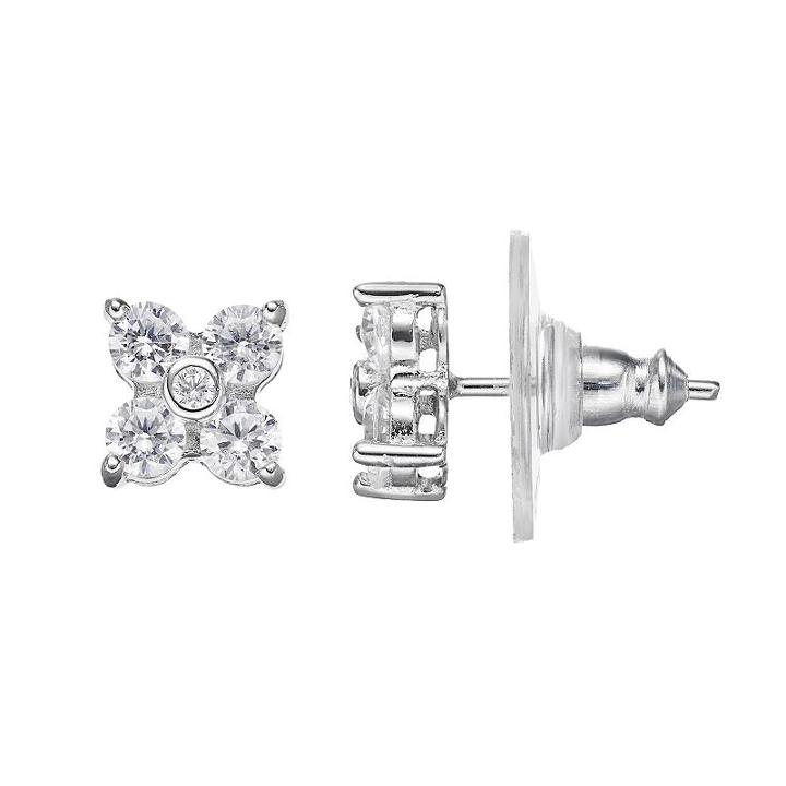 Primrose Sterling Silver Cubic Zirconia Stud Earrings, Women's, White