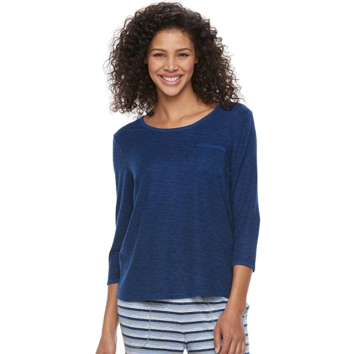 Women's Croft & Barrow&reg; Pajamas: Crewneck Tee, Size: Xl, Blue