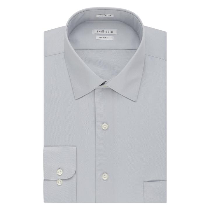 Big & Tall Van Heusen Regular-fit Solid Lux Sateen No-iron Spread-collar Dress Shirt, Men's, Size: 20 34/5b, Grey