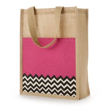 Jute Bags Half Chevron Jute Commuter Tote, Women's, Pink