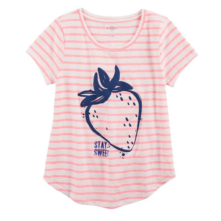 Girls 7-16 & Plus Size So&reg; Curve Hem Shiny Graphic Tee, Size: 10, Natural