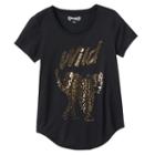 Girls 7-16 & Plus Size Mudd&reg; Raw Edge Scoopneck Shiny Graphic Tee, Girl's, Size: 14 1/2, Oxford