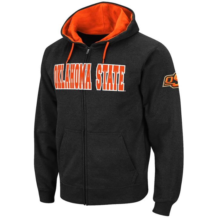 Men's Oklahoma State Cowboys Full-zip Fleece Hoodie, Size: Small, Light Grey