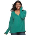 Plus Size Juniors' So&reg; Plus Waffle Swing Tee, Teens, Size: 2xl, Green