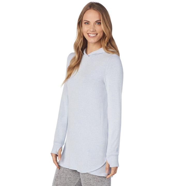 Women's Cuddl Duds Soft Knit Long Sleeve Tunic Hoodie, Size: Xs, Med Blue