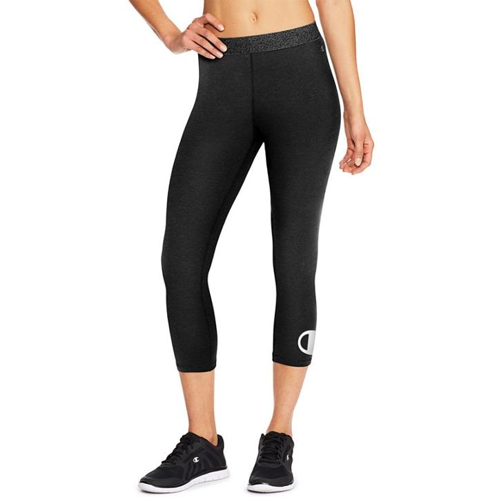Women's Champion Everday Graphic Capri Leggings, Size: Xl, Black