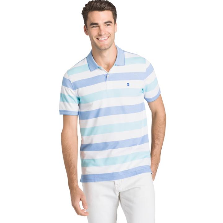 Men's Izod Sportflex Classic-fit Striped Stretch Performance Polo, Size: Large, Blue