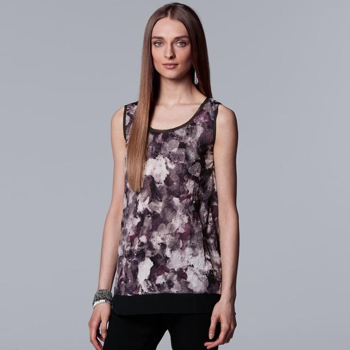 Petite Simply Vera Vera Wang Crinkle Hanky Hem Tank, Women's, Size: Xs Petite, Oxford