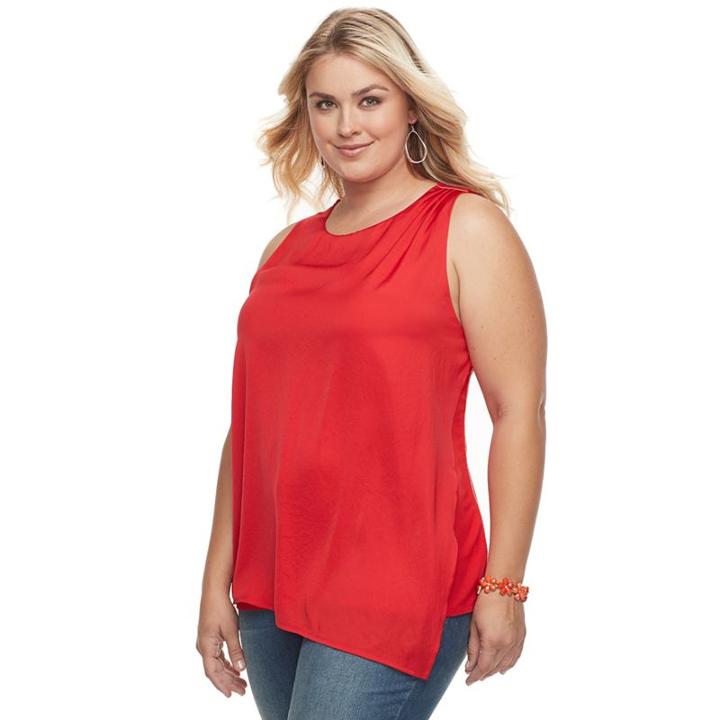 Plus Size Apt. 9&reg; Pleated Asymmetrical Tank, Women's, Size: 3xl, Med Red