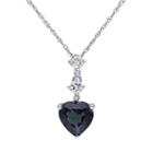 10k White Gold White Sapphire & Blue Topaz Heart Pendant Necklace, Women's, Size: 17