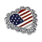 1928 American Flag Heart Pin, Women's, Multicolor